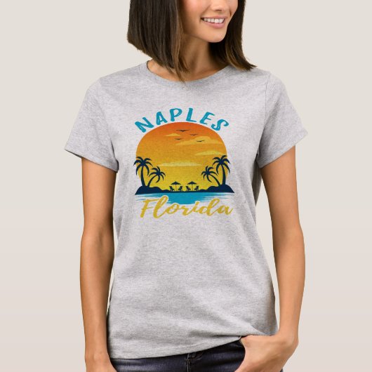 Neapel Florida Sunset Retro Urlaub T-Shirt (Vorderseite)