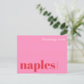 Neapel Florida typografisches Rosa Postkarte (Stehend Vorderseite)