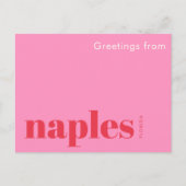 Neapel Florida typografisches Rosa Postkarte (Vorderseite)