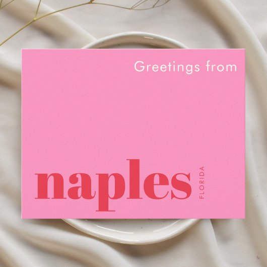 Neapel Florida typografisches Rosa Postkarte