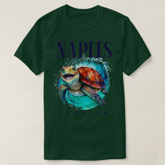 Neapel Florida Wasserfarbe Happy Sea Turtle T-Shirt (Design vorne)