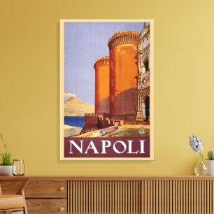 Neapel, Italien, Castel Nuovo Burg Reisen Vintage Leinwanddruck