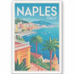 Neapel Italien Illustration Reise Kunst Vintage Aufkleber