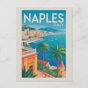 Neapel Italien Illustration Reise Kunst Vintage Postkarte