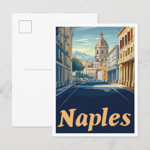 Neapel Italien Kunst Vintage Reise Illustration Postkarte