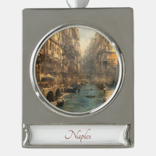 Neapel, Italien Reisen Kunst, Dichtung und Musik Banner-Ornament Silber