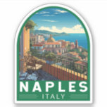 Neapel Italien Reisen Kunst Vintag Aufkleber<br><div class="desc">Neapel Retro Vektor Reise Design. Neapel ist die regionale Hauptstadt Kampaniens und die drittgrößte Stadt Italiens nach Rom und Mailand.</div>