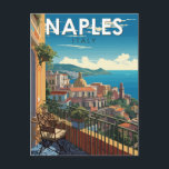 Neapel Italien Reisen Kunst Vintag Postkarte<br><div class="desc">Neapel Retro Vektor Reise Design. Neapel ist die regionale Hauptstadt Kampaniens und die drittgrößte Stadt Italiens nach Rom und Mailand.</div>