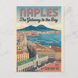 Neapel Italien Retro-Silhouette Stadtansicht Reise Postkarte