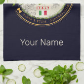 Neapel Italien Retro Vesuv und Pizza Vintag Geschirrtuch (Gefaltet)