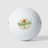 Neapel Italien Retro Vesuv und Pizza Vintag Golfball (Vorderseite)