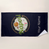 Neapel Italien Retro Vesuv und Pizza Vintag Strandtuch (Vorderseite)