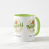 Neapel Italien Retro Vesuv und Pizza Vintag Tasse (VorderseiteRechts)