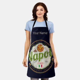 Neapel Italien Retro Vesuv und Pizza Vintage Schürze