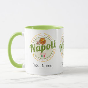 Neapel Italien Retro Vesuv und Pizza Vintage Tasse