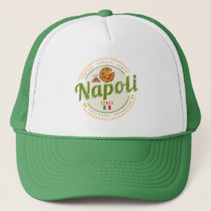 Neapel Italien Retro Vesuv und Pizza Vintage Truckerkappe