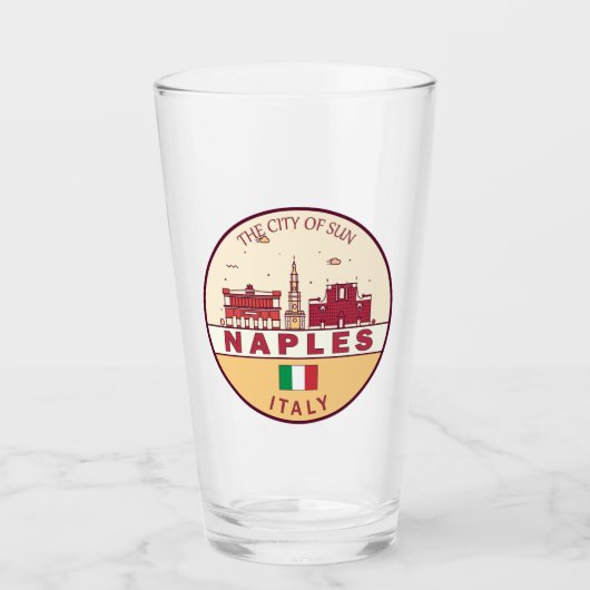 Neapel Italien Skyline Emblem Glas (Vorderseite)