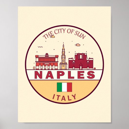 Neapel Italien Skyline Emblem Poster (Vorne)