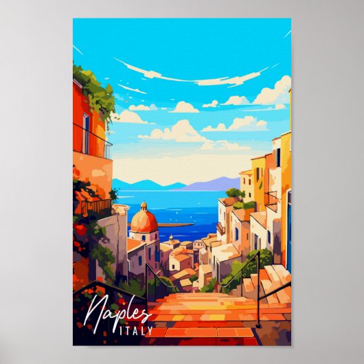 Neapel Italien Vintage Reise Illustration Poster (Vorne)