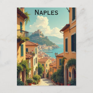 Neapel Italien Vintage-Reiseillustration Postkarte