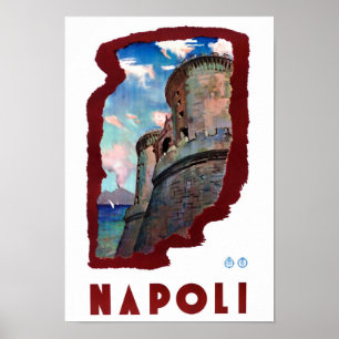 Neapel Italien Vintage Reiseplaner restauriert Poster