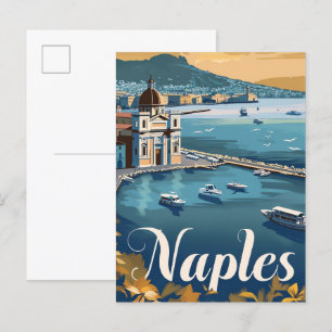 Neapel Italien Vintage Retro Reiseillustration Postkarte