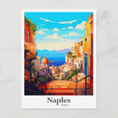 Neapel Italien Vintage Travel Portrait Illustratio Postkarte (Vorderseite)