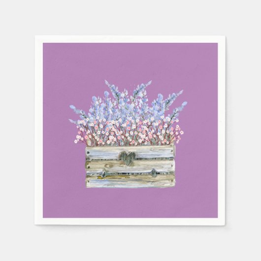 Neapel mit Blume in Imitaten Holzcontainer Serviette (Vorderseite)