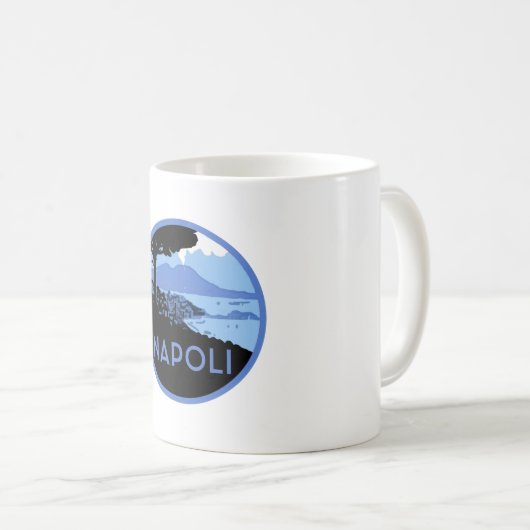 Neapel Monte Vesuvius - Retro Neapel Italien Kaffeetasse (VorderseiteRechts)