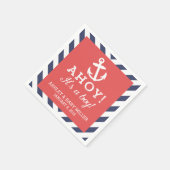 Neapel, Navy und Red Nautical Zickzack Baby Shows Serviette (Ecke)