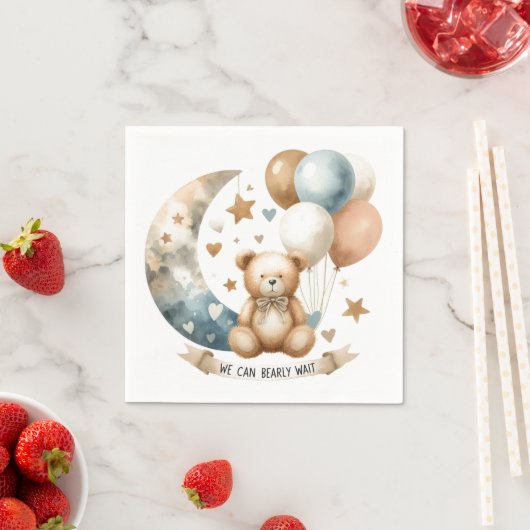 Neapel: Neutral Teddy Gender Reveal Paper Serviette (Beispiel)