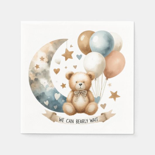 Neapel: Neutral Teddy Gender Reveal Paper Serviette (Vorderseite)