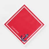 Neapel, rotes und weißes Nautikdesign Serviette (Ecke)