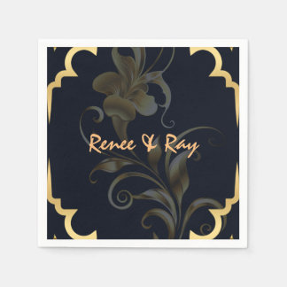 Neapel, Schwarz und Gold Personalisiert Serviette