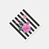 Neapel, Schwarz und Weiß Streifen Rosa Rose Serviette (Ecke)
