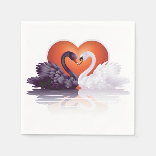 Neapel: Schwarz-Weiß-Swans Serviette (Vorderseite)