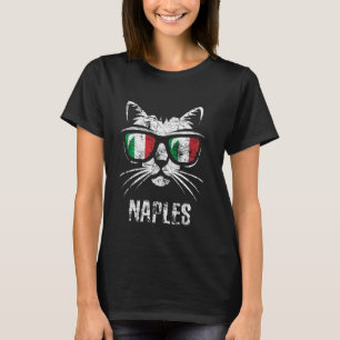 Neapel Vintage Lustige Katze Italien Flagge T-Shirt