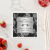 Neapel zum 25. Hochzeitstag, schwarz, silber Serviette (Beispiel)