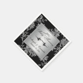 Neapel zum 25. Hochzeitstag, schwarz, silber Serviette (Ecke)