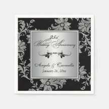 Neapel zum 25. Hochzeitstag, schwarz, silber