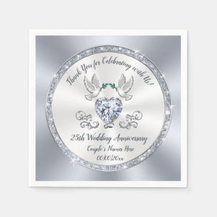 Neapel zum 25. Hochzeitstag, Silber Serviette