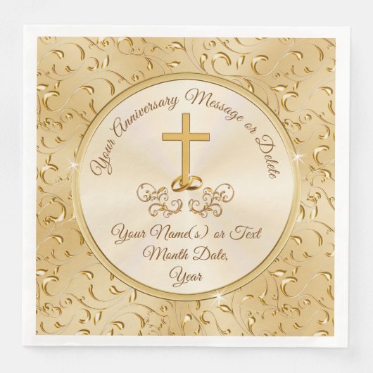 Neapel zum christlichen Jahrestag mit Goldkreuz Serviette (Vorderseite)