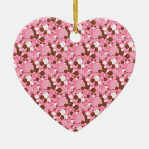 Neapolitan Dots 02 Pink Dark-HEART ORNAMENT