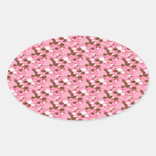Neapolitan Dots 02 Pink Dark-OVAL STICKERS