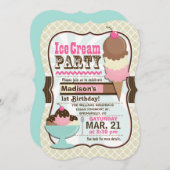 Neapolitan Ice Cream Kid's Geburtstagsparty Einladung (Vorne/Hinten)