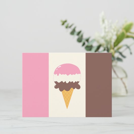 Neapolitan Ice Creme Cone Einladung (Stehend Vorderseite)