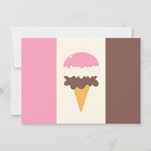 Neapolitan Ice Creme Cone Einladung (Vorderseite)