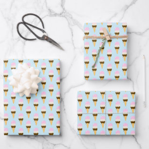 Neapolitan Ice Creme Cone Muster Geschenkpapier Set