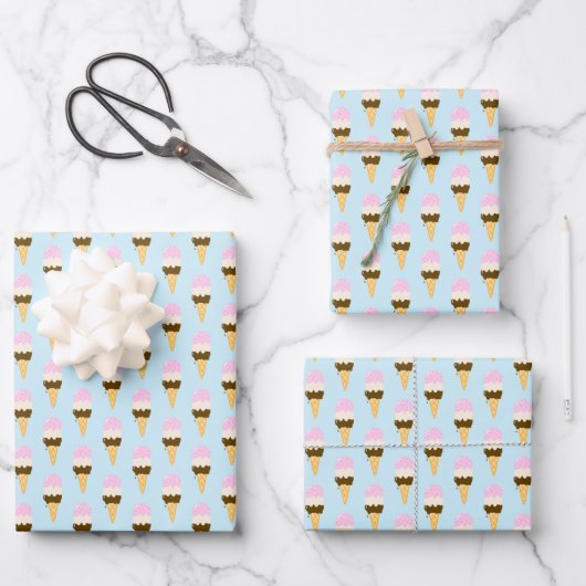 Neapolitan Ice Creme Cone Muster Geschenkpapier Set (Vorderseite)