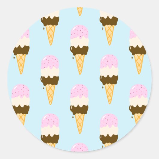 Neapolitan Ice Creme Cone Muster Runder Aufkleber (Vorderseite)